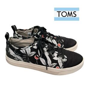 TOMS Men's Trvl Lite Travel Low Black Floral Print Tropical Sneakers 11